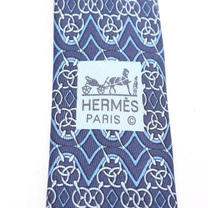 総柄 ネクタイ シルク ブルー マルチカラー エルメス 財布・小物 HERMES