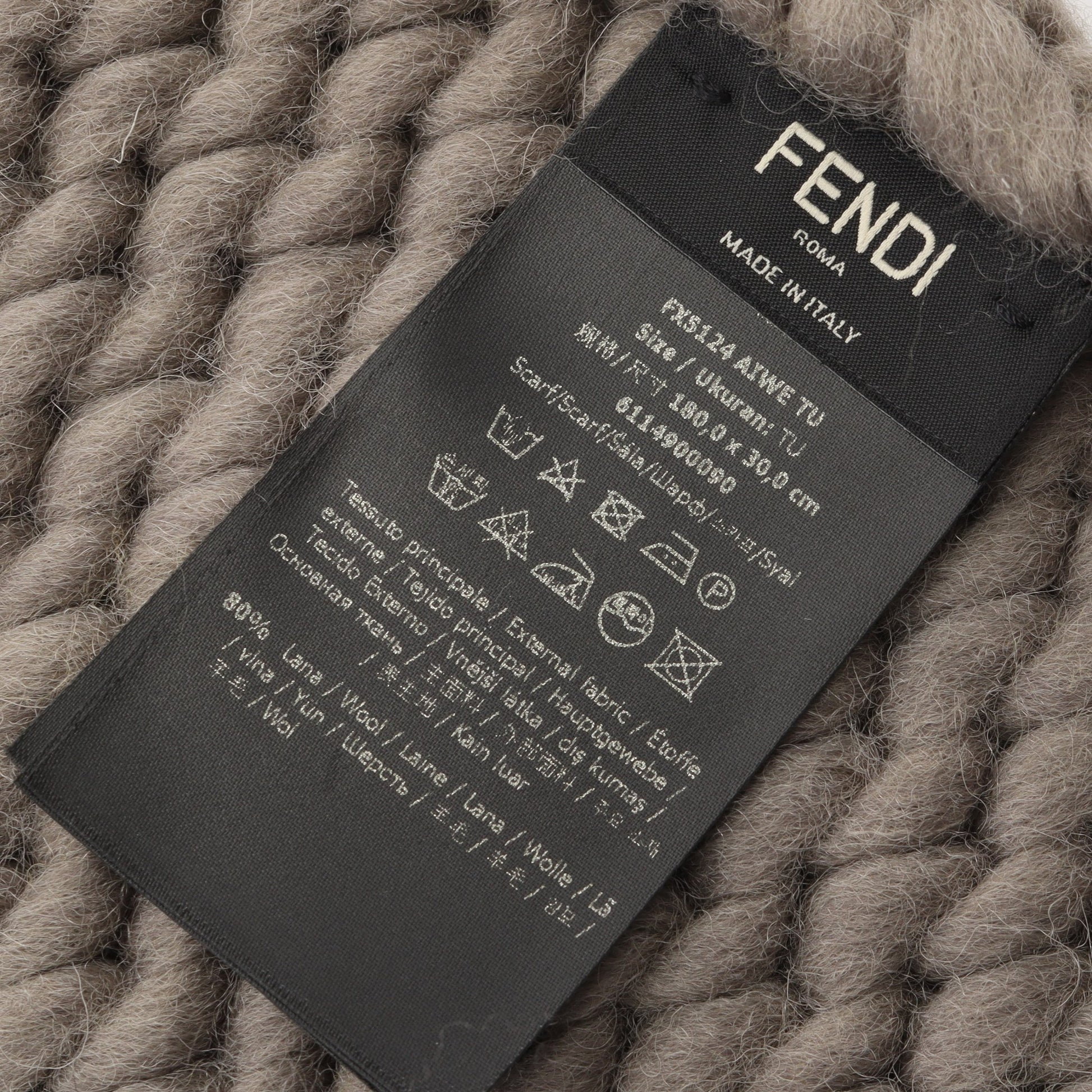ロゴ ローゲージ マフラー ウール イエロー グレー フェンディ 財布・小物 FENDI