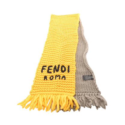 ロゴ ローゲージ マフラー ウール イエロー グレー フェンディ 財布・小物 FENDI
