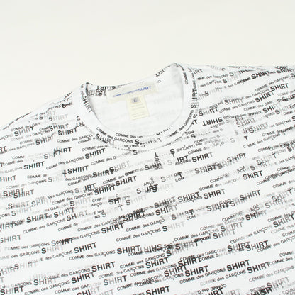 ロゴ総柄 半袖Tシャツ コットン ホワイト ブラック コムデギャルソンシャツ トップス COMME des GARCONS SHIRT
