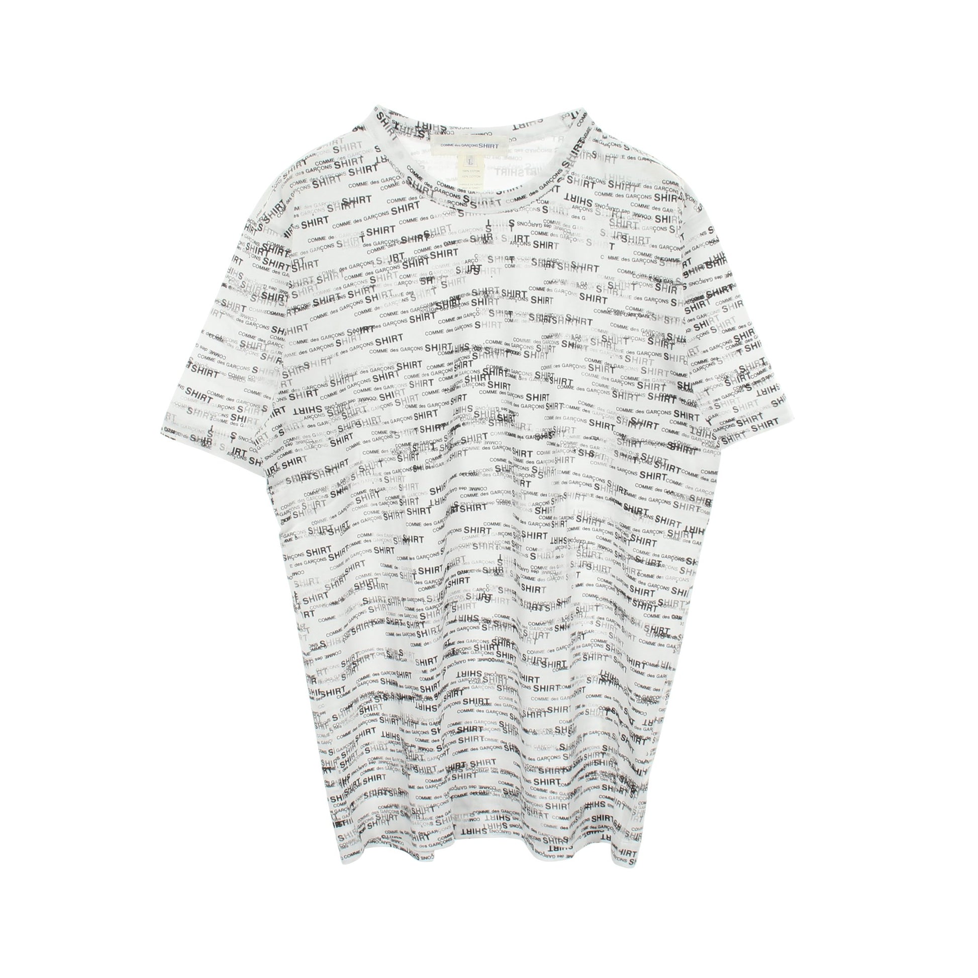 ロゴ総柄 半袖Tシャツ コットン ホワイト ブラック コムデギャルソンシャツ トップス COMME des GARCONS SHIRT
