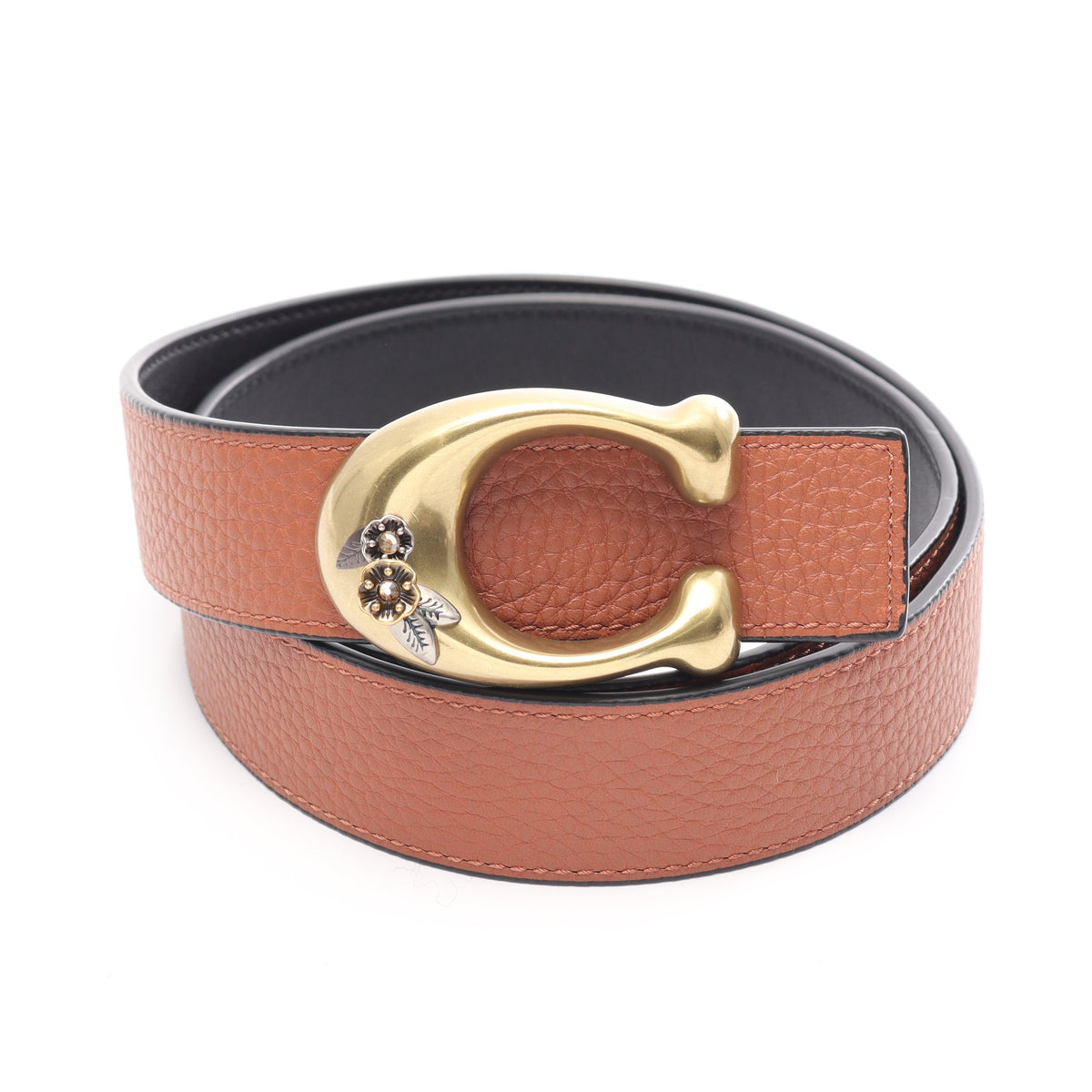 Tea Rose シグネチャーバックル リバーシブル ベルト レザー ブラック ブラウン コーチ 財布・小物 COACH