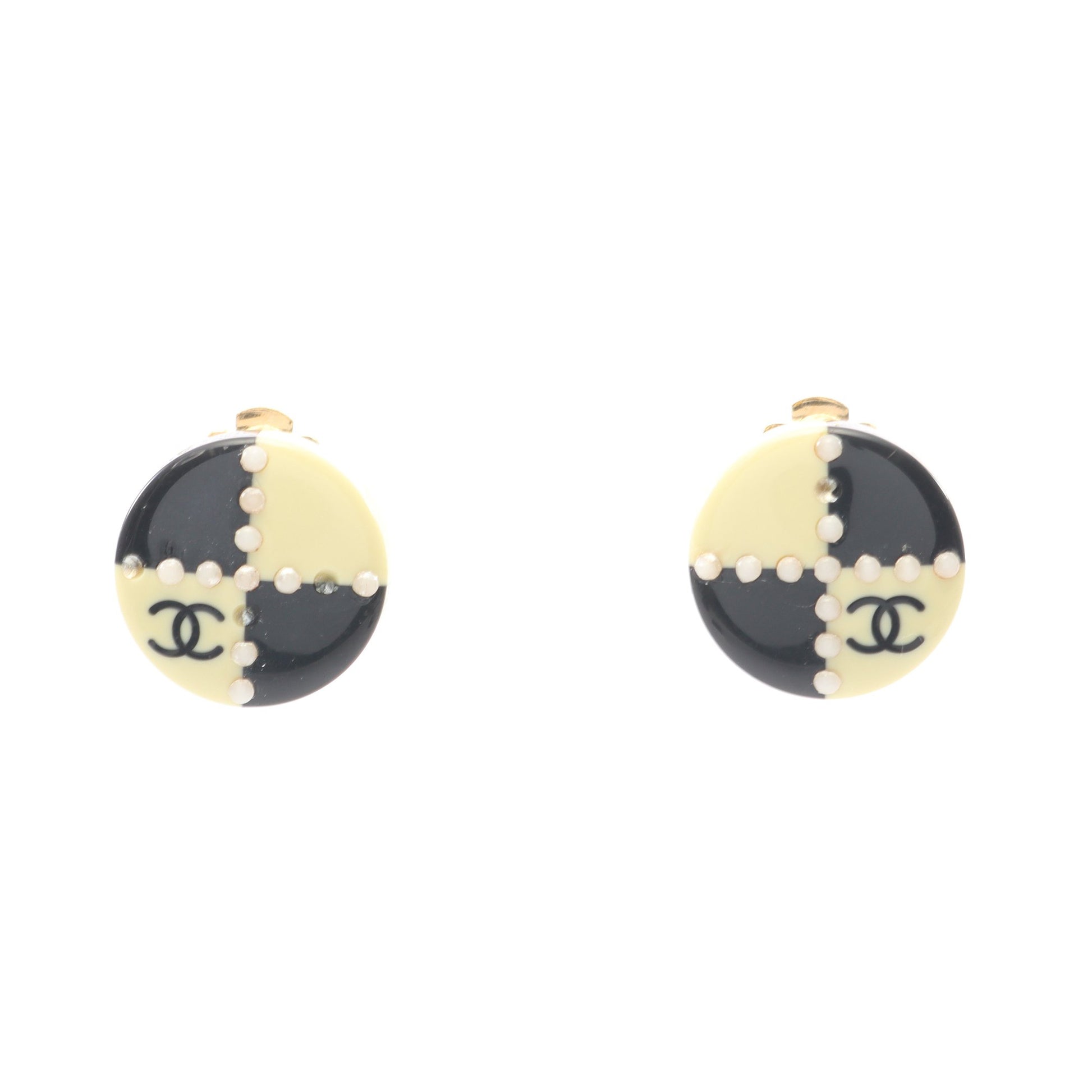 ココマーク イヤリング GP ホワイト ブラック ゴールド シャネル アクセサリー CHANEL
