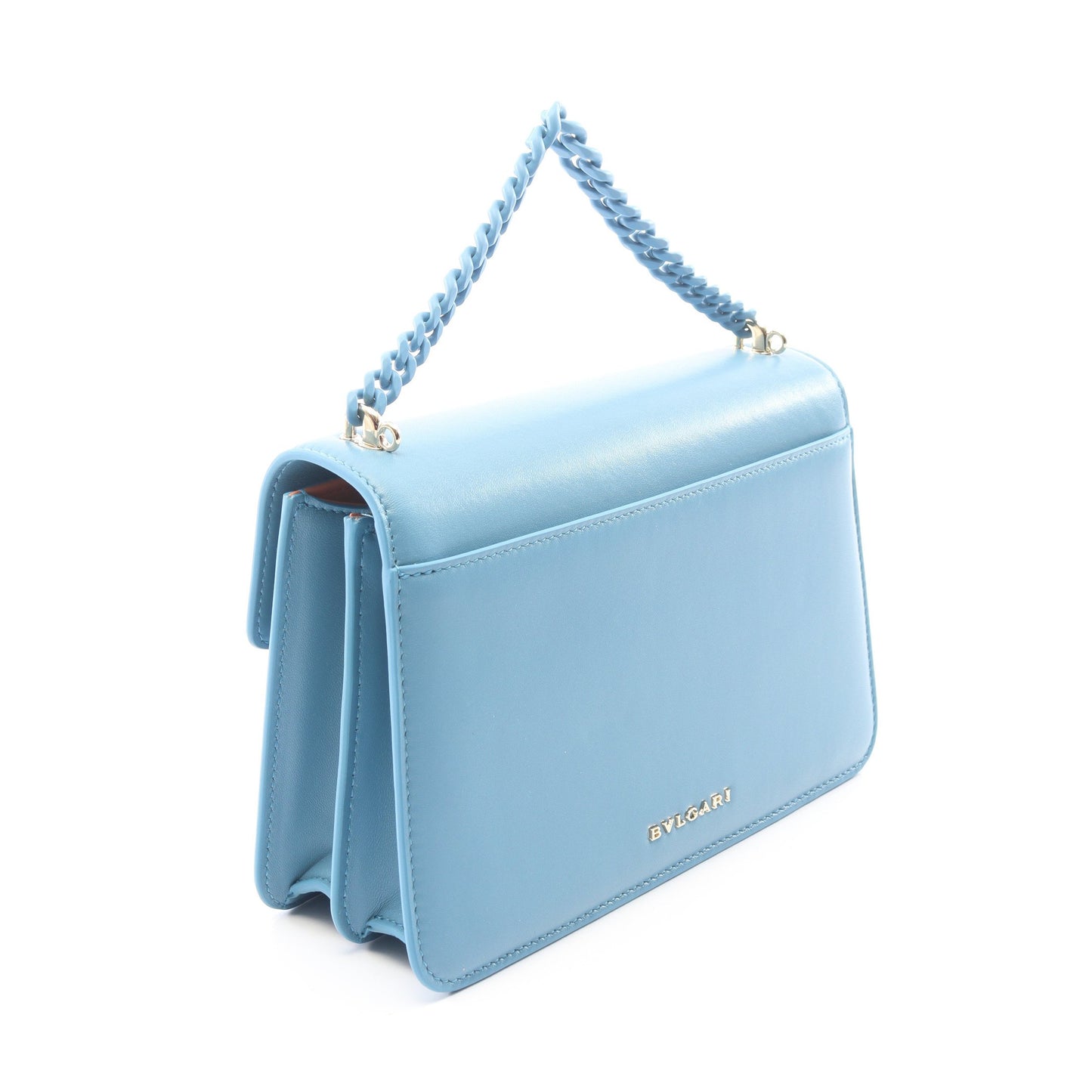 セルペンティ フォーエバー 2WAY チェーンハンドバッグ レザー ブルー ブルガリ