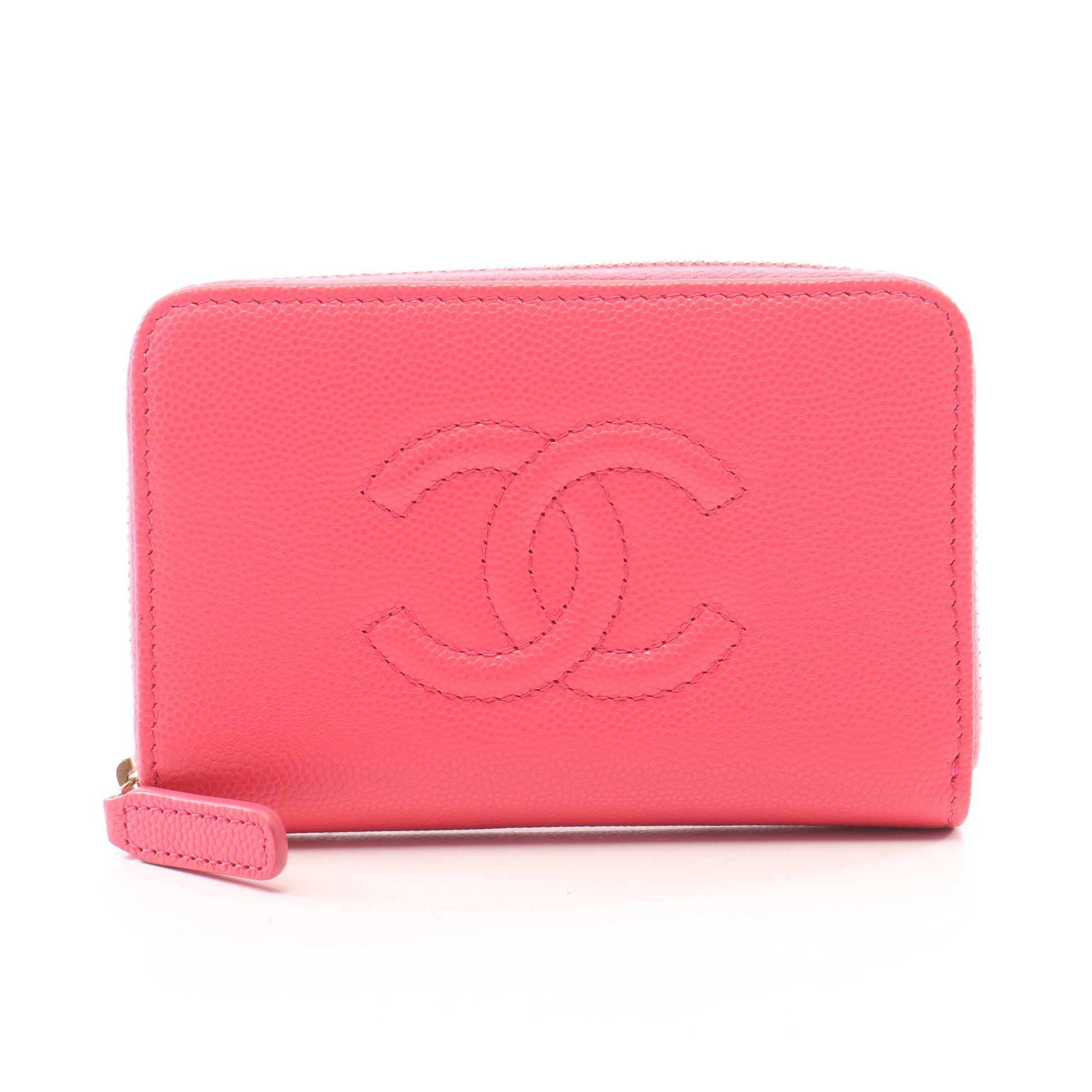 ココマーク ラウンドファスナー財布 キャビアスキン ピンク ゴールド金具 シャネル 財布・小物 CHANEL