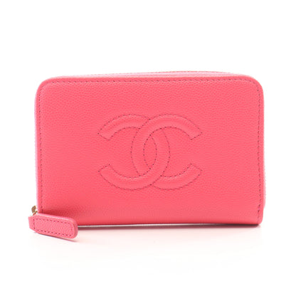 ココマーク ラウンドファスナー財布 キャビアスキン ピンク ゴールド金具 シャネル 財布・小物 CHANEL