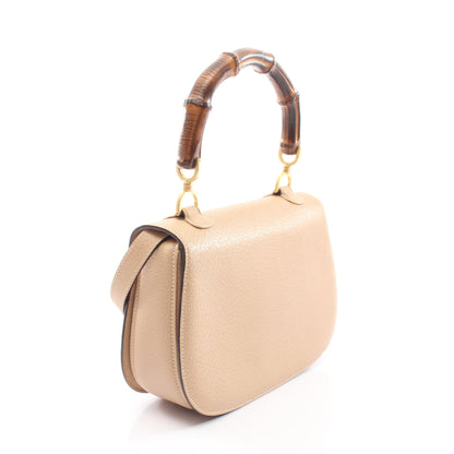 オールドグッチ バンブー 2WAY ハンドバッグ レザー ベージュ グッチ