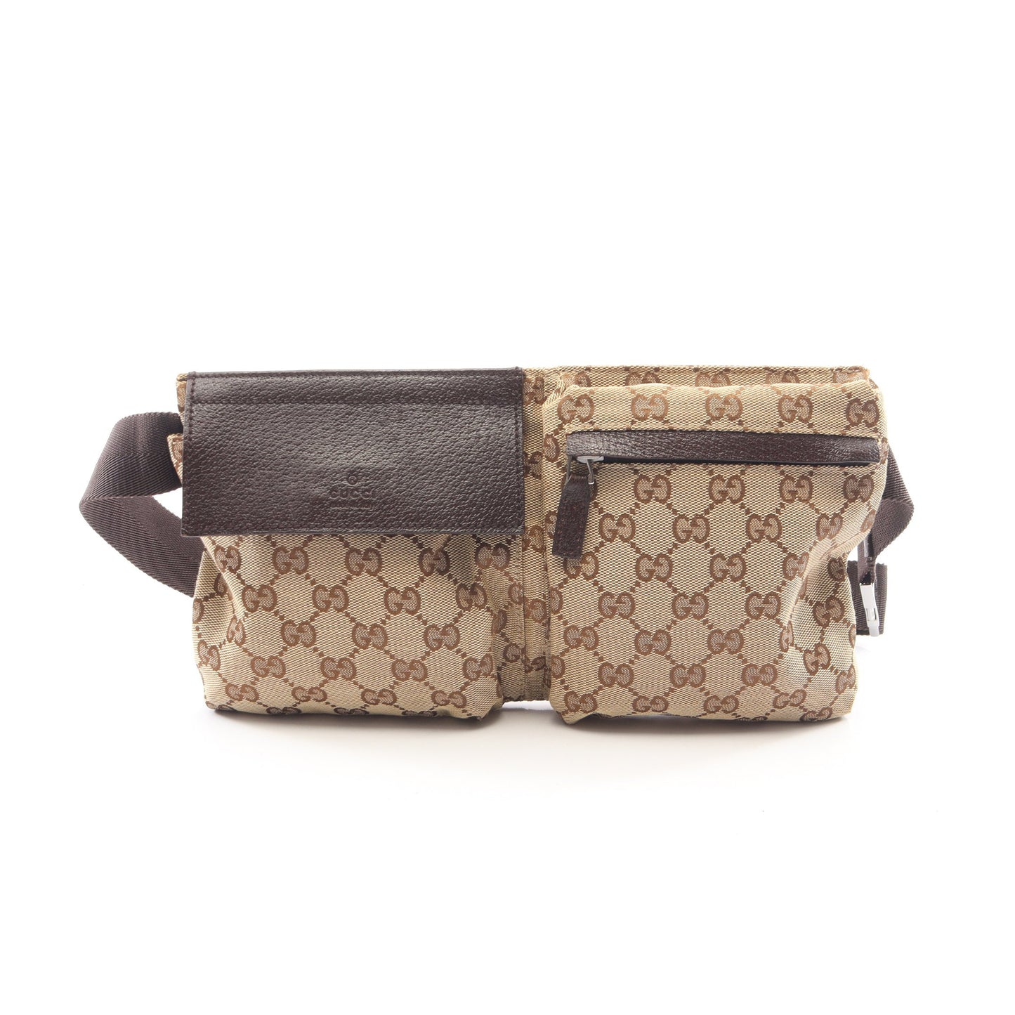 GGキャンバス ボディバッグ ウエストバッグ キャンバス レザー ベージュ ダークブラウン グッチ