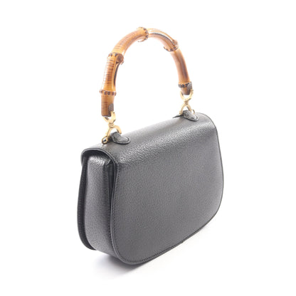 バンブー 2WAY ハンドバッグ レザー ブラック グッチ