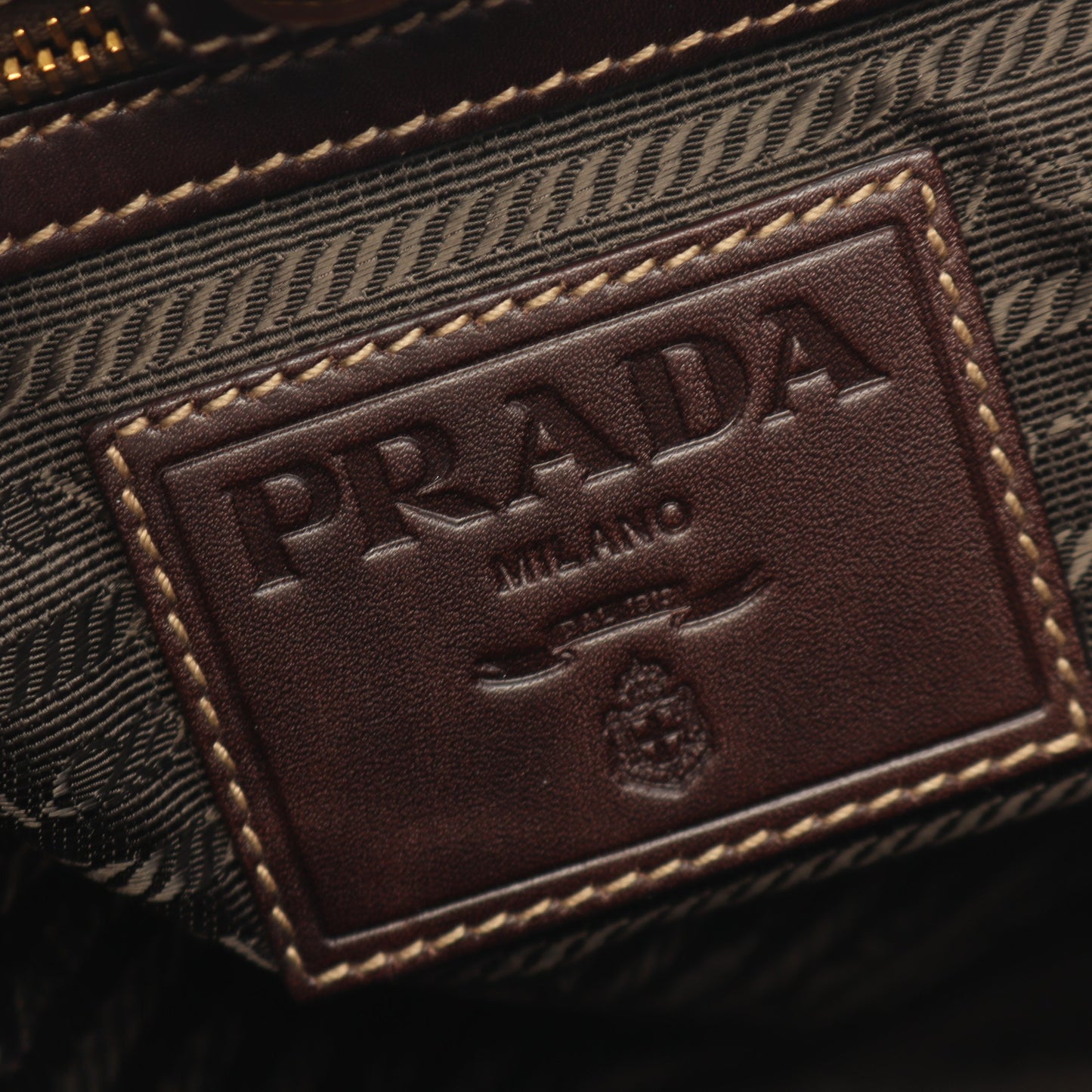 LOGO JACQUARD ロゴジャガード ワンショルダーバッグ キャンバス レザー ダークブラウン プラダ