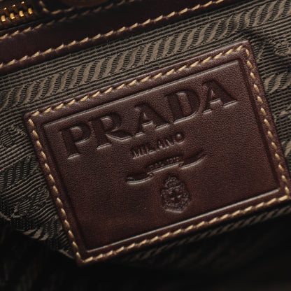 LOGO JACQUARD ロゴジャガード ワンショルダーバッグ キャンバス レザー ダークブラウン プラダ