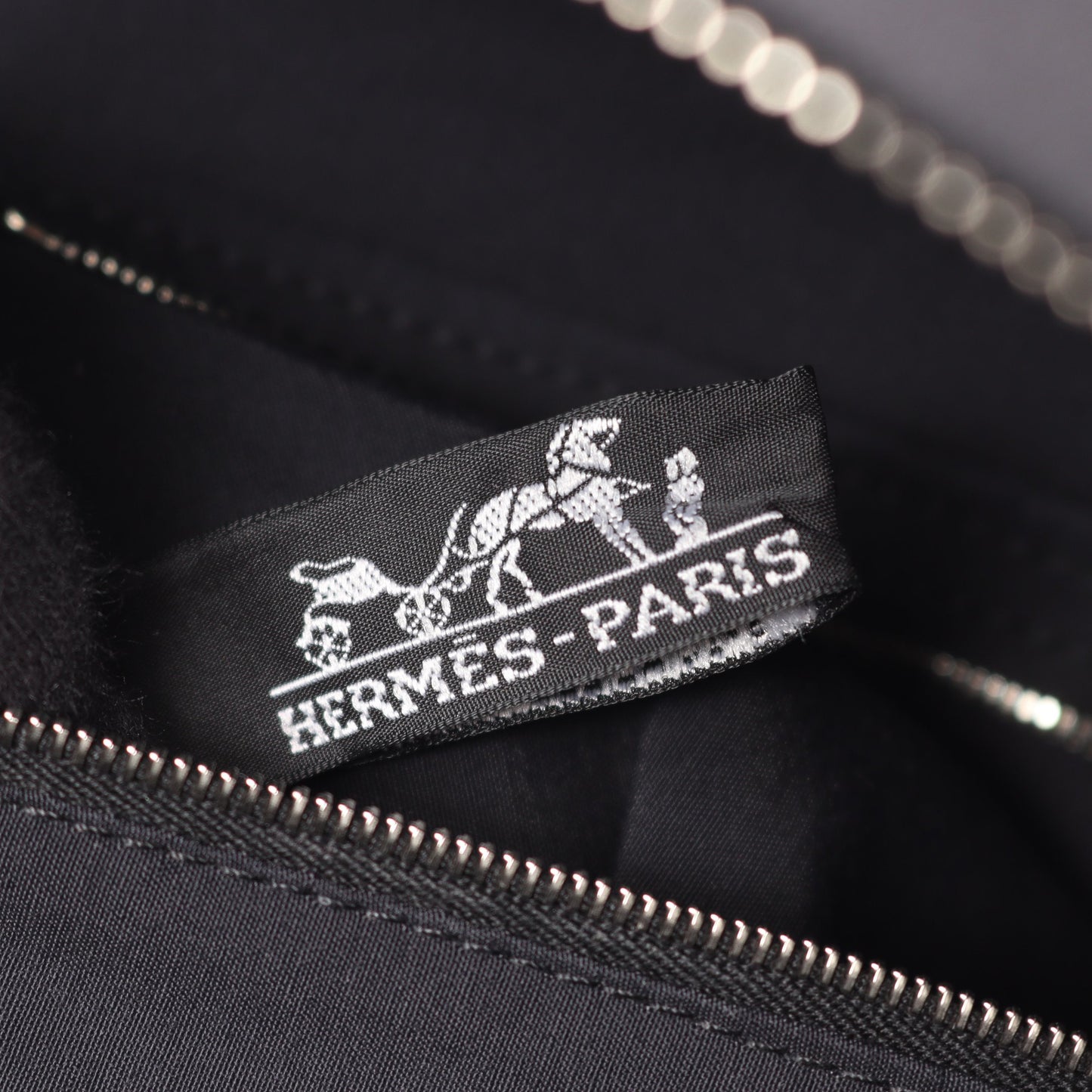 アカプルコ バニティバッグ ハンドバッグ ナイロン レザー ブラック シルバー金具 エルメス
