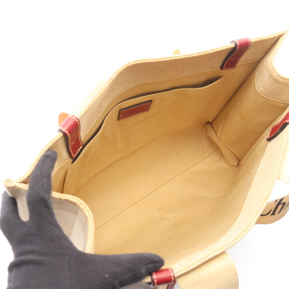 WOODY ウッディ ミディアム トート ショルダーバッグ トートバッグ キャンバス レザー ベージュ ボルドー クロエ