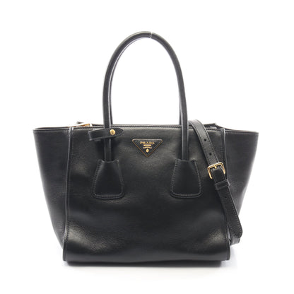 GLACE CALF 2WAY ハンドバッグ レザー ブラック プラダ