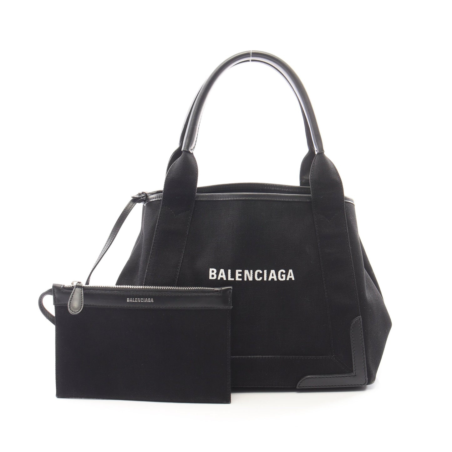 NAVY CABAS S ネイビーカバ ハンドバッグ トートバッグ キャンバス レザー ブラック バレンシアガ