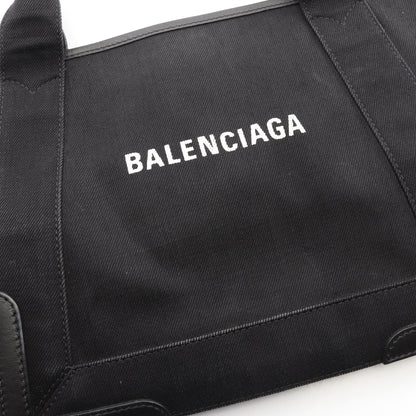NAVY CABAS S ネイビーカバ ハンドバッグ トートバッグ キャンバス レザー ブラック バレンシアガ