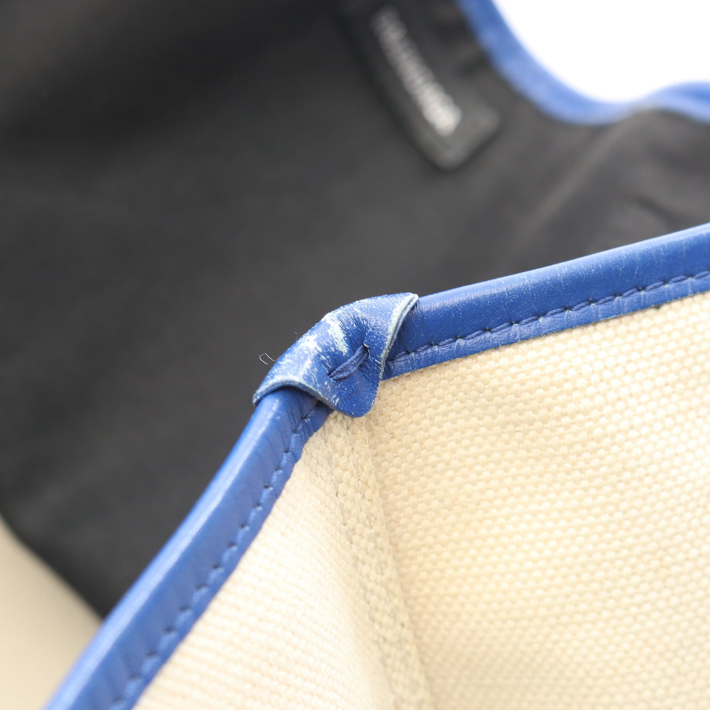 NAVY CABAS S ネイビーカバ ハンドバッグ トートバッグ キャンバス レザー オフホワイト ブルー バレンシアガ