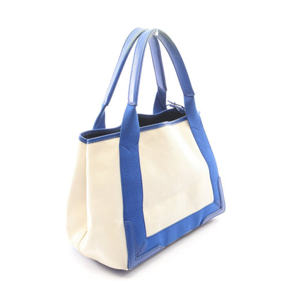 NAVY CABAS S ネイビーカバ ハンドバッグ トートバッグ キャンバス レザー オフホワイト ブルー バレンシアガ