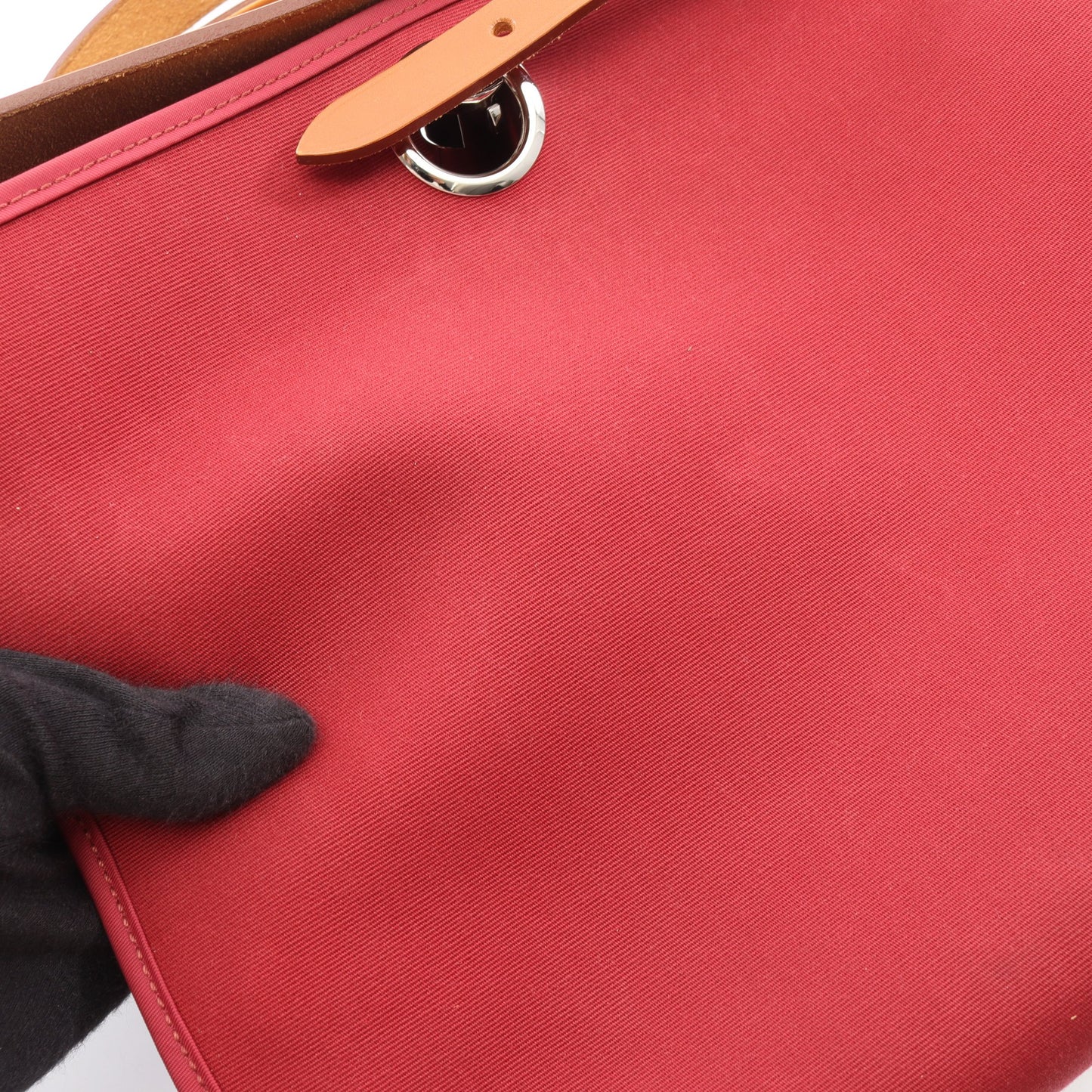 エールバッグジップPM ルビー ナチュラル 2WAY ハンドバッグ ヴァッシュハンター トワルオフィシエ ボルドー ブラウン シルバー金具 T刻印 エルメス