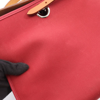 エールバッグジップPM ルビー ナチュラル 2WAY ハンドバッグ ヴァッシュハンター トワルオフィシエ ボルドー ブラウン シルバー金具 T刻印 エルメス