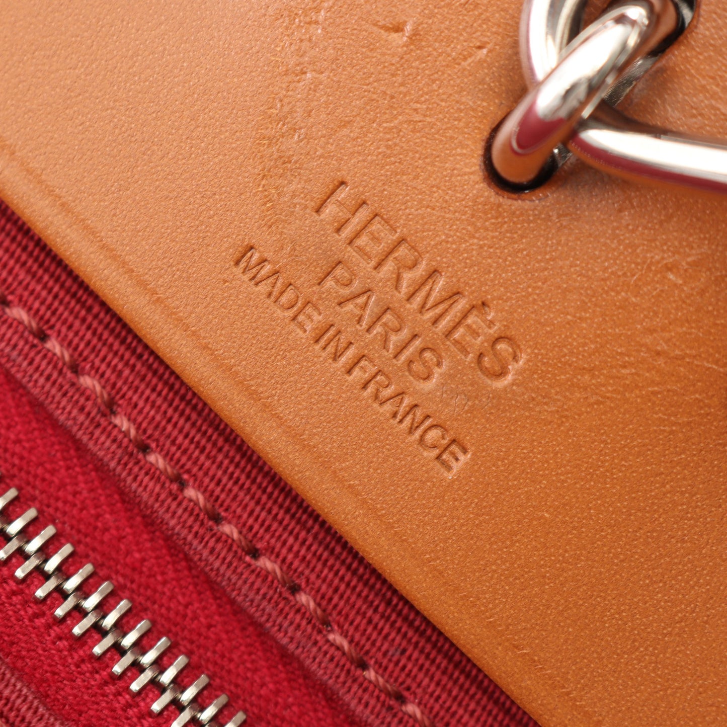 エールバッグジップPM ルビー ナチュラル 2WAY ハンドバッグ ヴァッシュハンター トワルオフィシエ ボルドー ブラウン シルバー金具 T刻印 エルメス