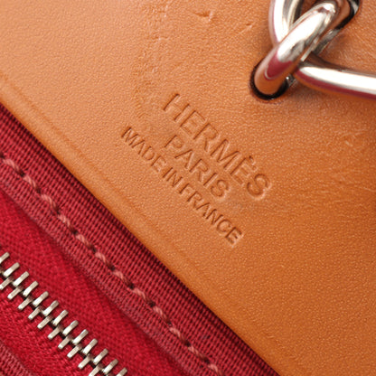 エールバッグジップPM ルビー ナチュラル 2WAY ハンドバッグ ヴァッシュハンター トワルオフィシエ ボルドー ブラウン シルバー金具 T刻印 エルメス