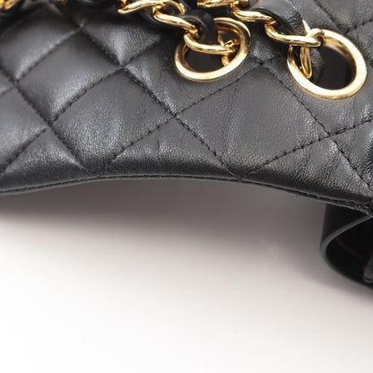 マトラッセ Wフラップ Wチェーンショルダーバッグ ラムスキン ブラック ゴールド金具 シャネル
