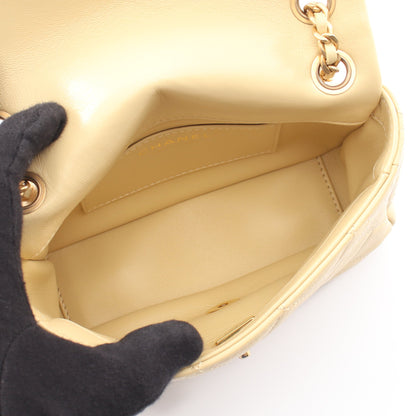 ミニマトラッセ チェーンショルダーバッグ レザー イエロー ゴールド金具 シャネル