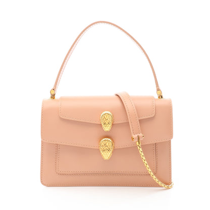 BVLGARI × ALEXANDER WANG セルペンティ 2way ハンドバッグ レザー ピンクベージュ ブルガリ
