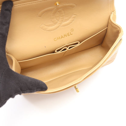 マトラッセ Wフラップ Wチェーンショルダーバッグ ラムスキン ベージュ ゴールド金具 ヴィンテージ シャネル