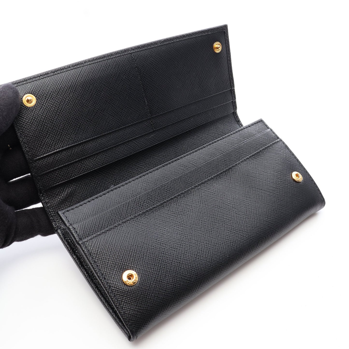 SAFFIANO TRIANG 二つ折り長財布 サフィアーノレザー ブラック プラダ