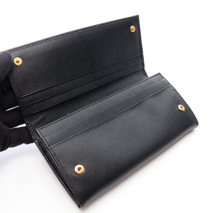 SAFFIANO TRIANG 二つ折り長財布 サフィアーノレザー ブラック プラダ