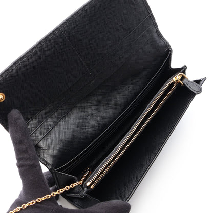 SAFFIANO TRIANG 二つ折り長財布 サフィアーノレザー ブラック プラダ