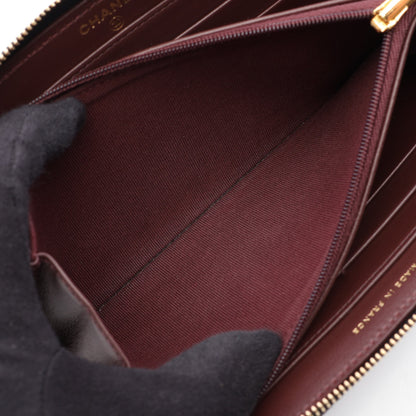 クラシック ロング ジップ ウォレット マトラッセ ラウンドファスナー長財布 キャビアスキン ブラック ゴールド金具 シャネル