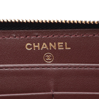 クラシック ロング ジップ ウォレット マトラッセ ラウンドファスナー長財布 キャビアスキン ブラック ゴールド金具 シャネル