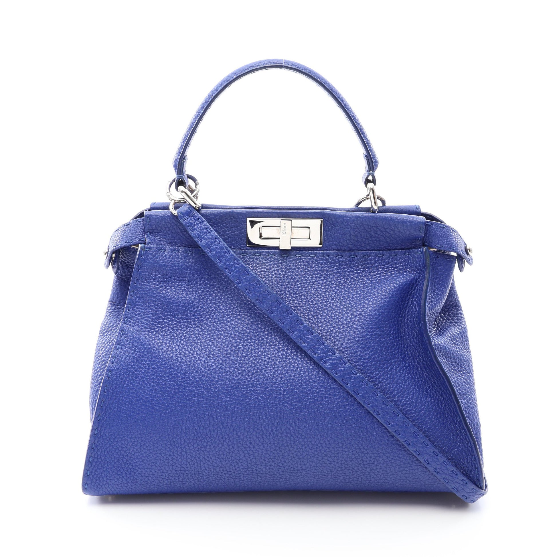 セレリア ピーカブー レギュラー 2WAY ハンドバッグ レザー ブルー フェンディ バッグ FENDI