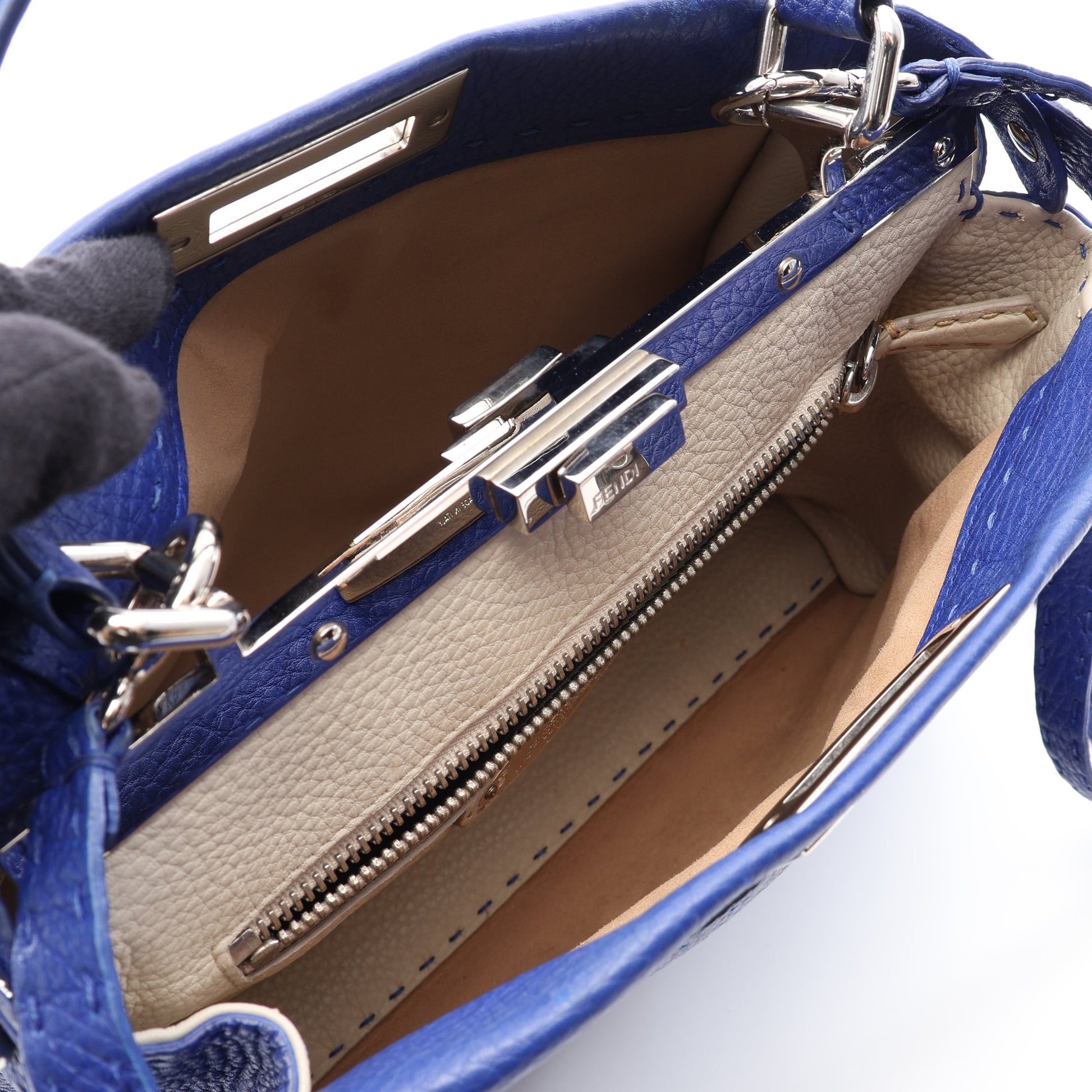 セレリア ピーカブー レギュラー 2WAY ハンドバッグ レザー ブルー フェンディ バッグ FENDI