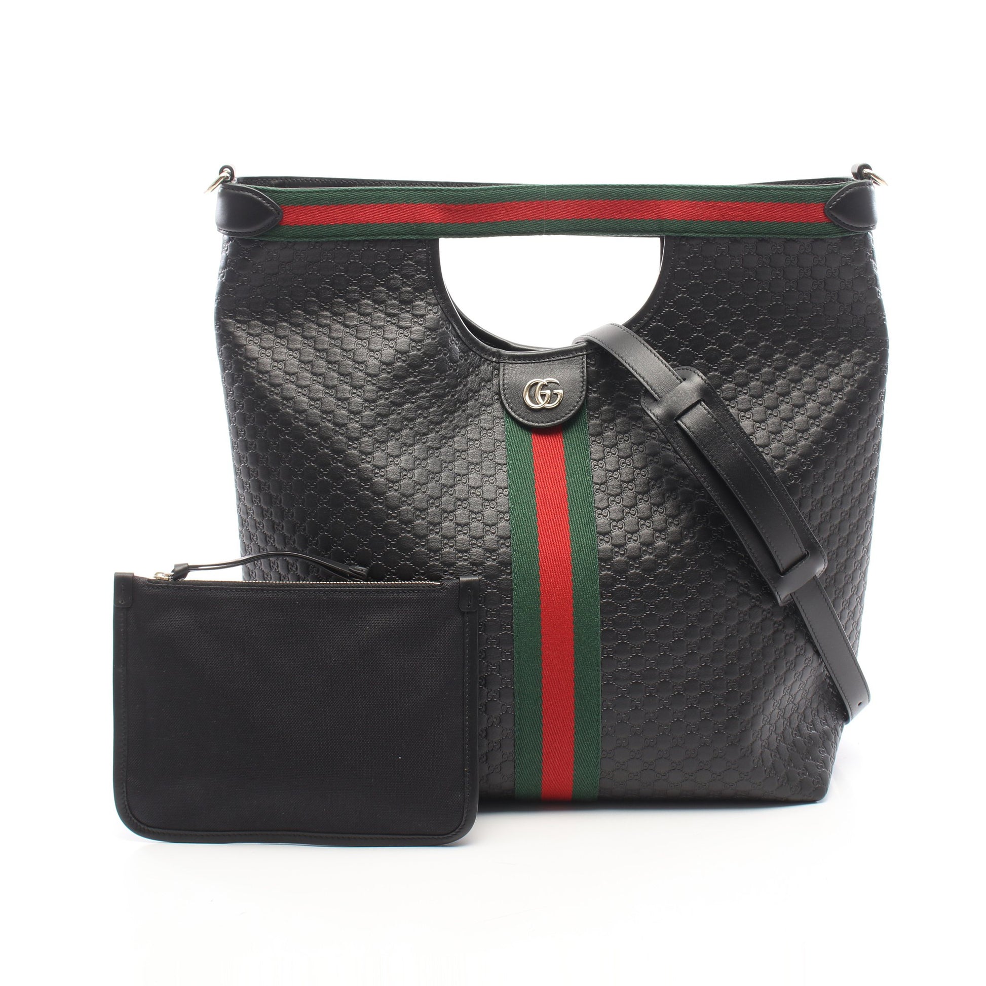 ジリオ マイクログッチシマ 日本限定 2WAY ハンドバッグ レザー ブラック グッチ バッグ GUCCI