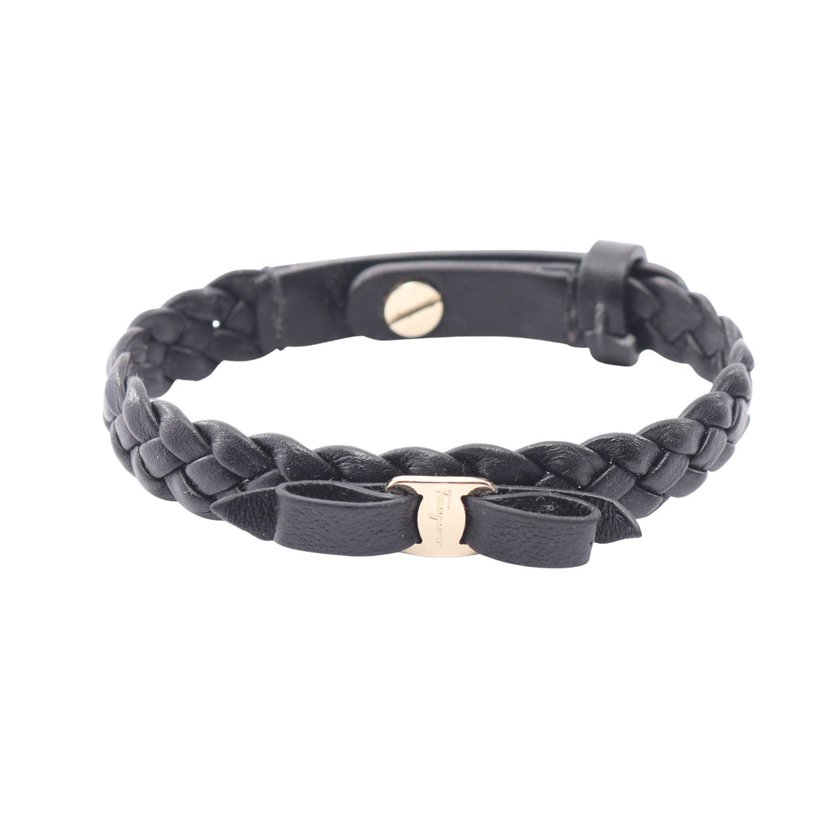 ヴァラリボン ブレスレット レザー ブラック ゴールド サルヴァトーレフェラガモ アクセサリー Salvatore Ferragamo