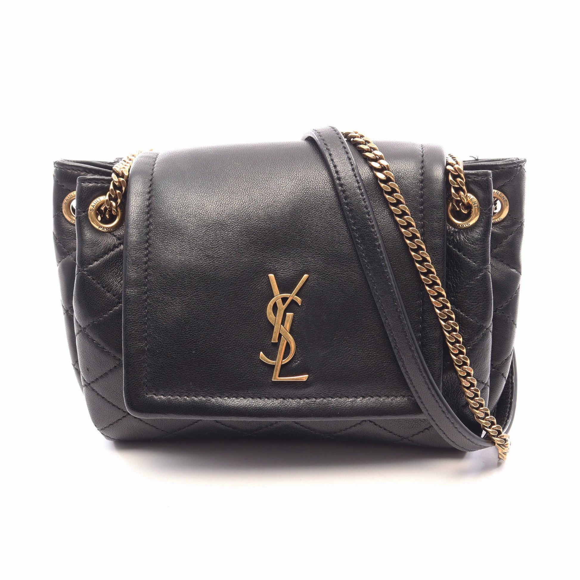 モノグラム ミニ ノリータ チェーンショルダーバッグ レザー ブラック サンローランパリ バッグ SAINT LAURENT PARIS