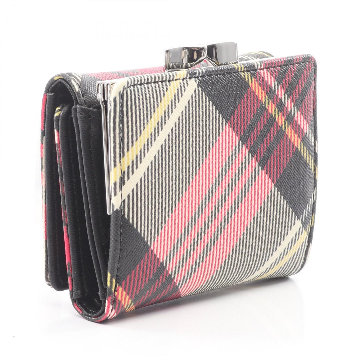 SMALL FRAME WALLET BIOGREEN SAFFIANO PRINTED 3 オーブ 三つ折り財布 その他 フェイクレザー ブラック マルチカラー ヴィヴィアンウエストウッド