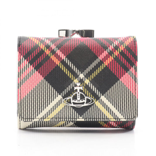 SMALL FRAME WALLET BIOGREEN SAFFIANO PRINTED 3 オーブ 三つ折り財布 その他 フェイクレザー ブラック マルチカラー ヴィヴィアンウエストウッド