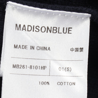 ロゴ ワッペン Vネック カーディガン コットン ネイビー マディソンブルー