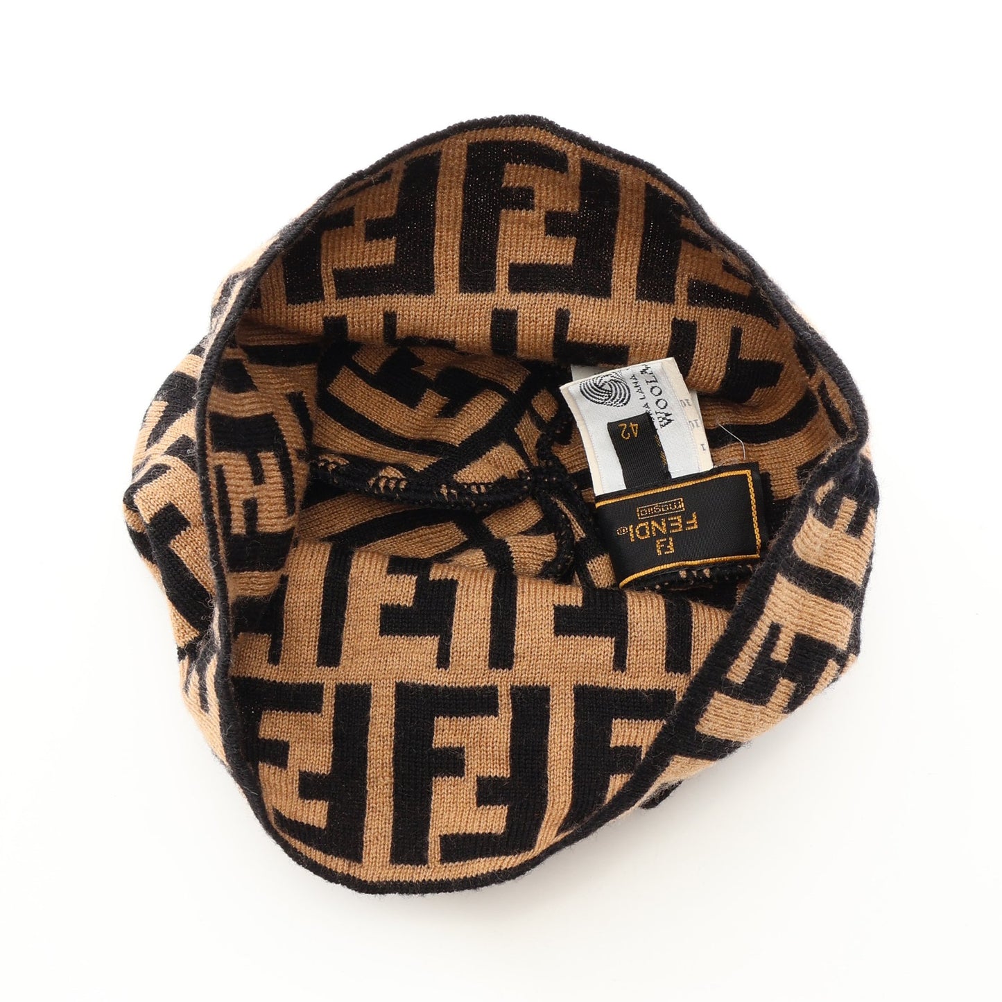 ズッカ ビーニー ウール ベージュ ブラック フェンディ 財布・小物 FENDI