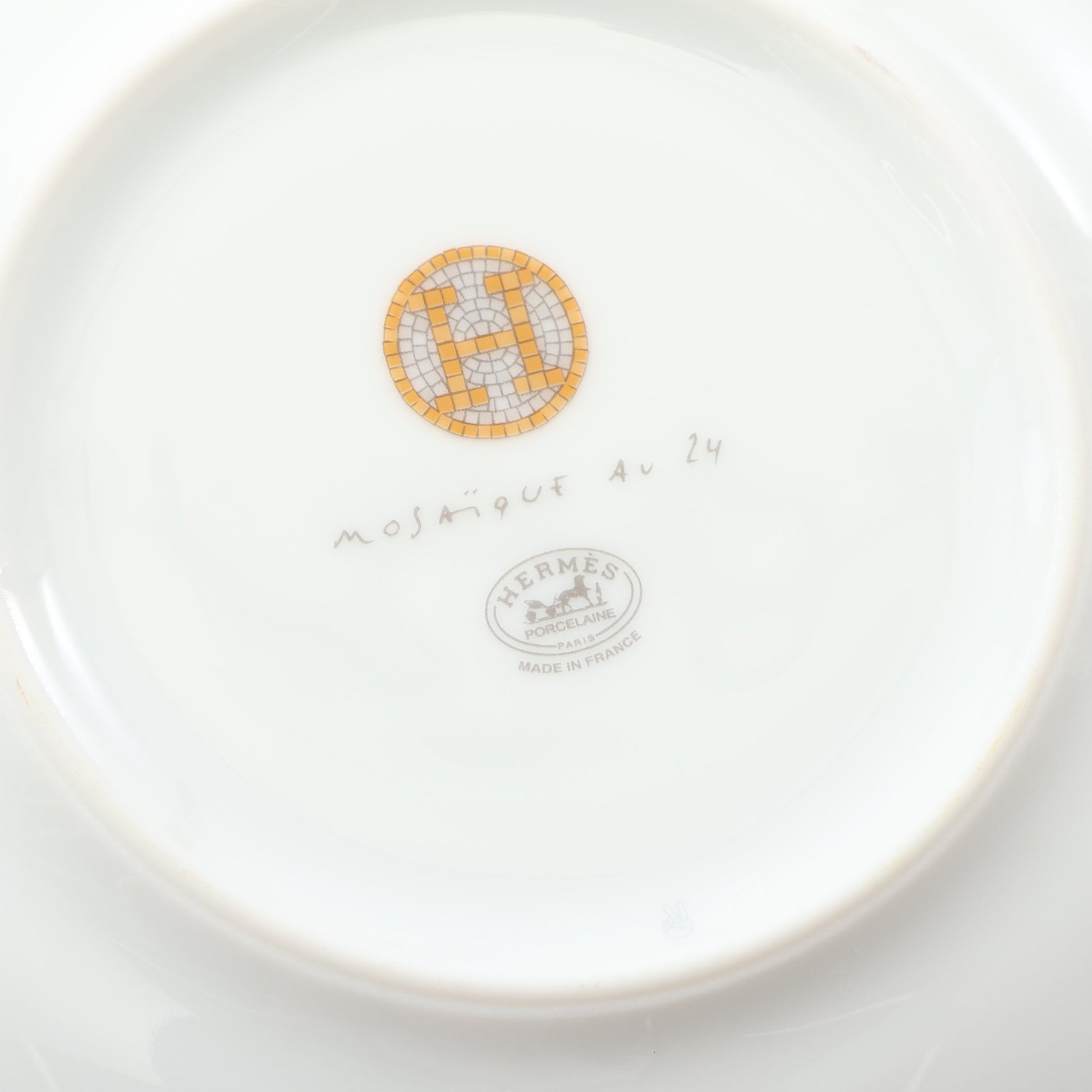 モザイク ヴァンキャトル 16cm プレート 食器 陶器 ライトグレー オレンジイエロー マルチカラー エルメス 財布・小物 HERMES