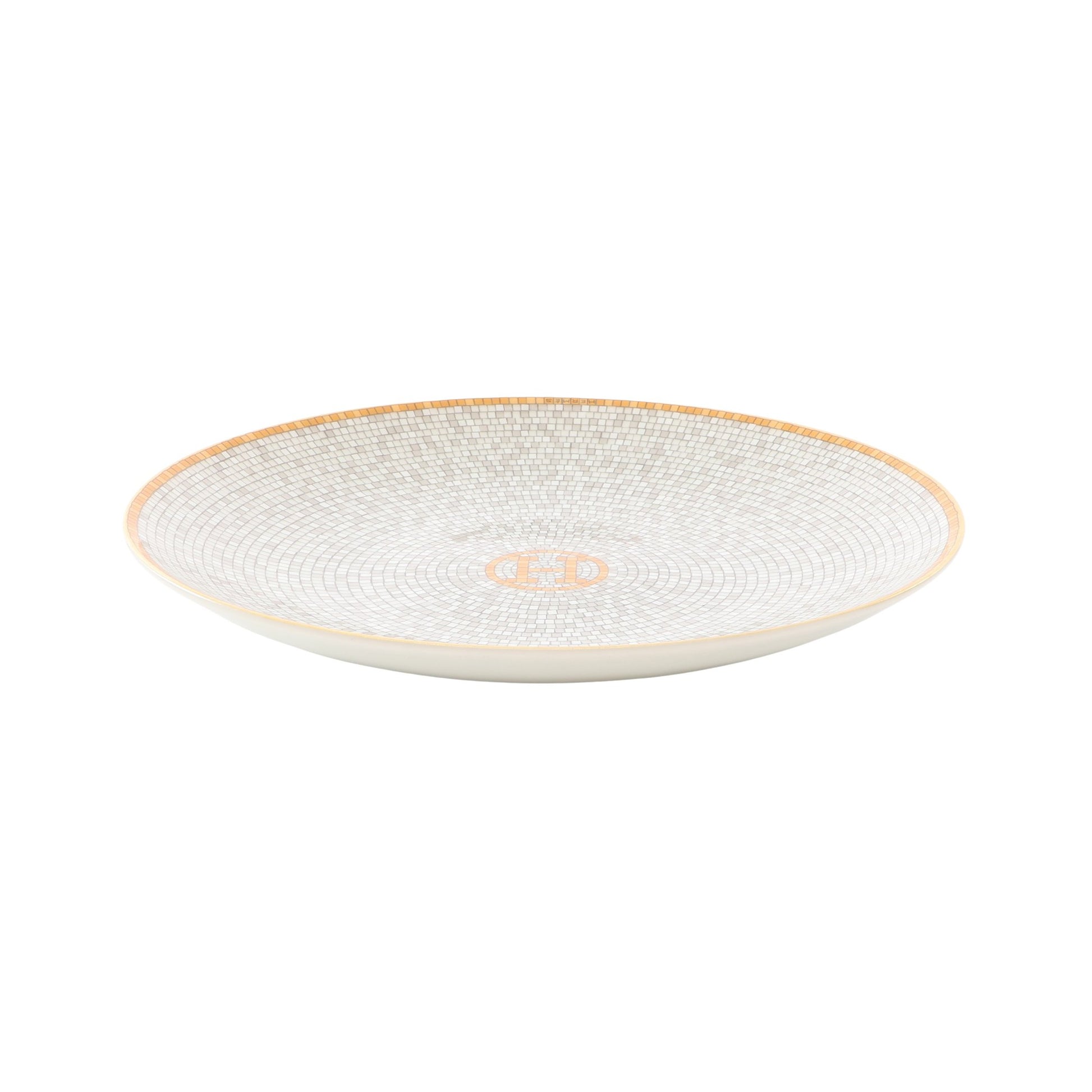 モザイク ヴァンキャトル 16cm プレート 食器 陶器 ライトグレー オレンジイエロー マルチカラー エルメス 財布・小物 HERMES