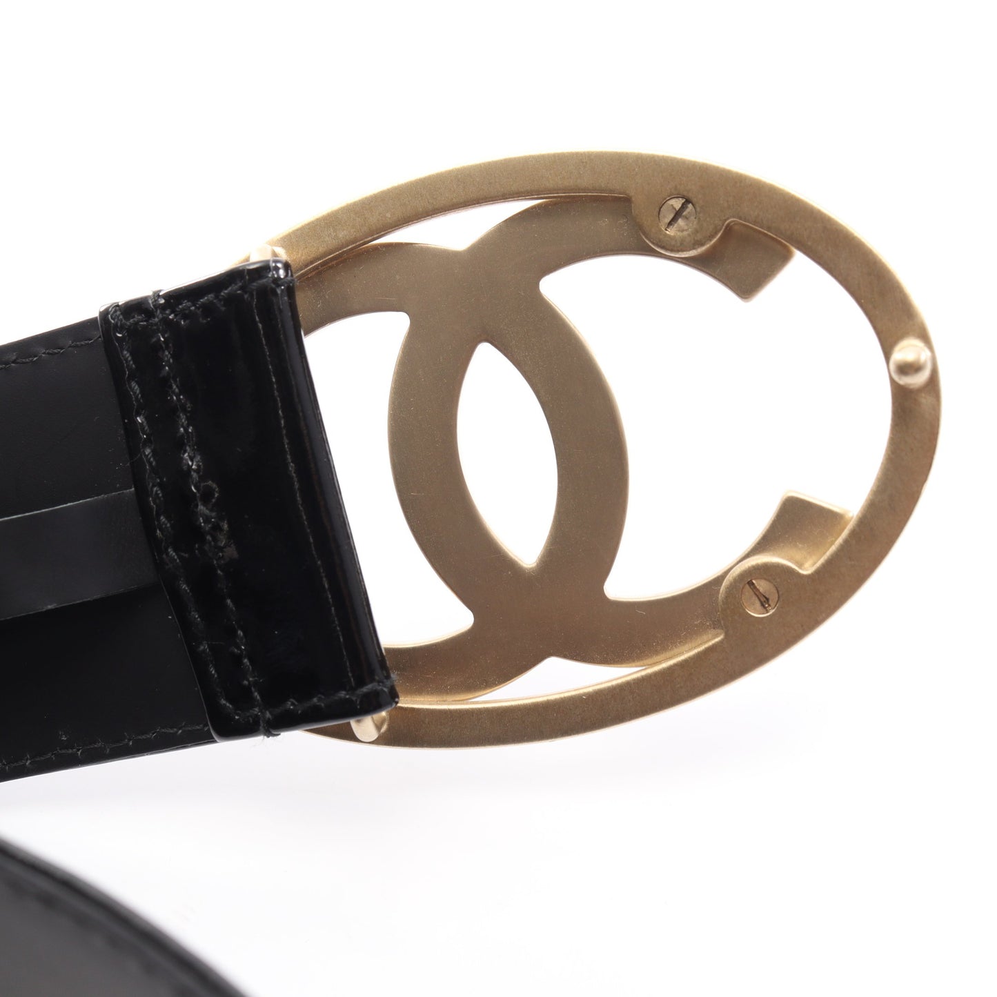 ココマーク ベルト エナメルレザー ブラック ゴールド金具 07P シャネル