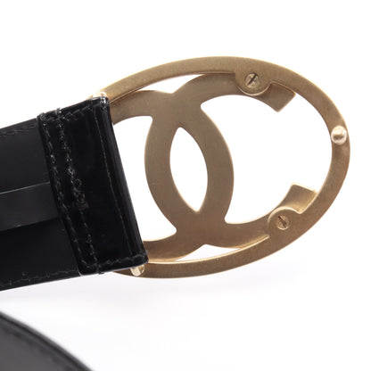 ココマーク ベルト エナメルレザー ブラック ゴールド金具 07P シャネル