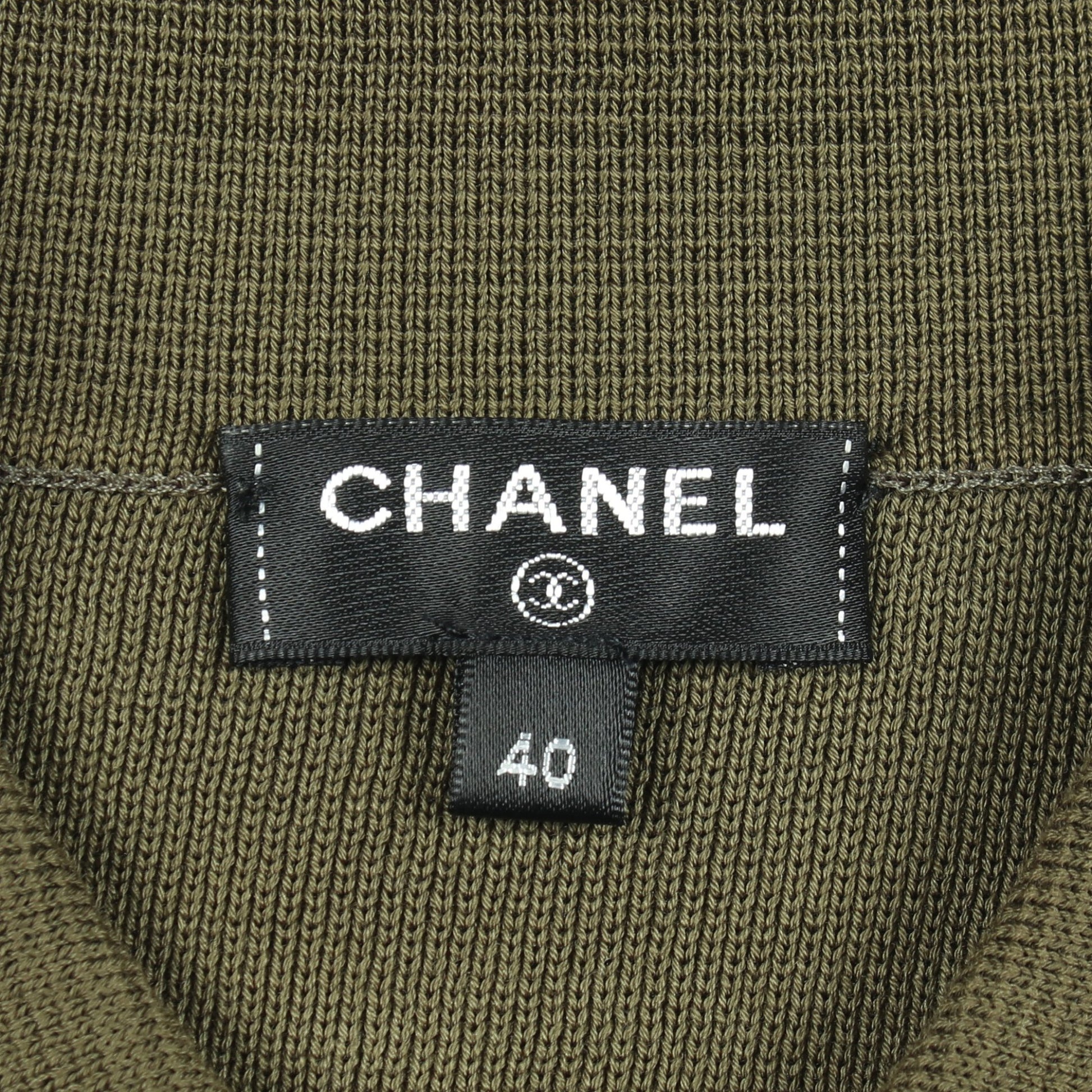 ロゴボタン ポロシャツ ニットワンピース コットン カーキグリーン シャネル ワンピース CHANEL