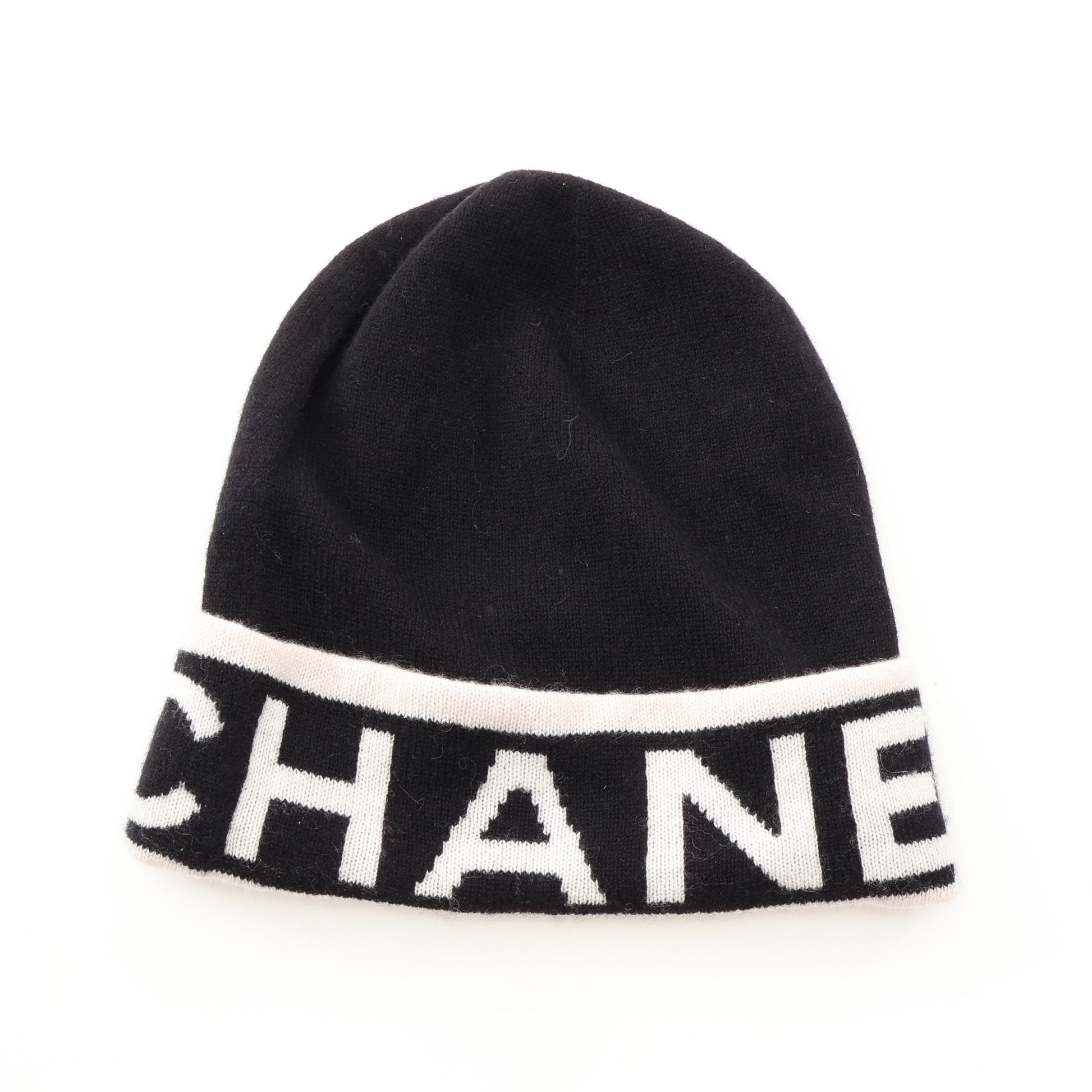 ロゴ ビーニー カシミヤ ブラック ホワイト シャネル 財布・小物 CHANEL